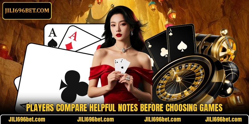 Players compare helpful notes before choosing games