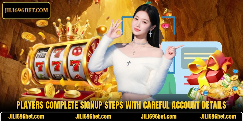 Players complete signup steps with careful account details